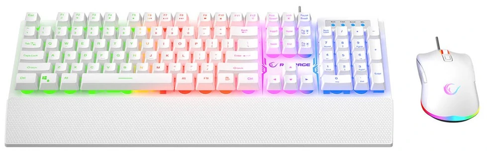 RAMPAGE FORTUNA GAMING SET Klaviatūra WITH Pelės kilimėlis ir pelė Baltas