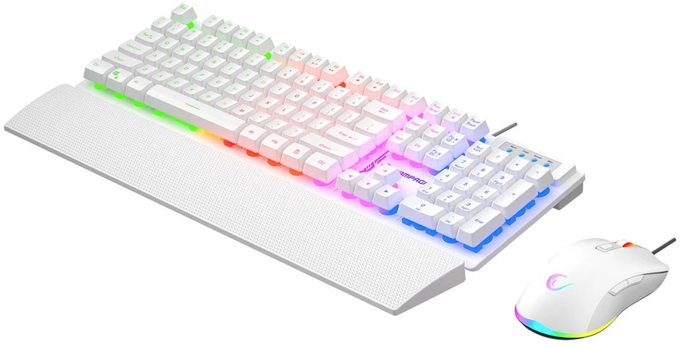 RAMPAGE FORTUNA GAMING SET Klaviatūra WITH Pelės kilimėlis ir pelė Baltas