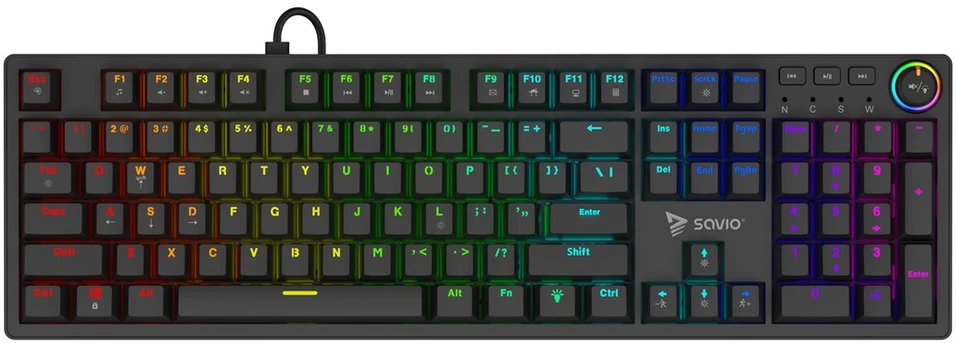 Savio STYX Outemu Mėlyna, Hot Swap, RGB klaviatūra Gaming