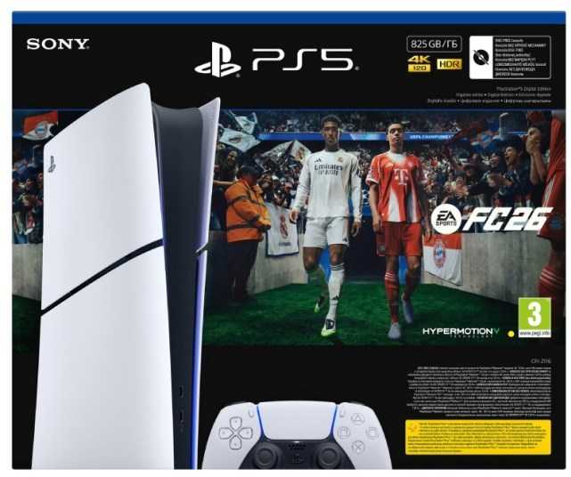 Sony PlayStation 5 Slim Digital+ EA Sports FC 26 Bundle 825 GB Wi-Fi Juodas, Baltas