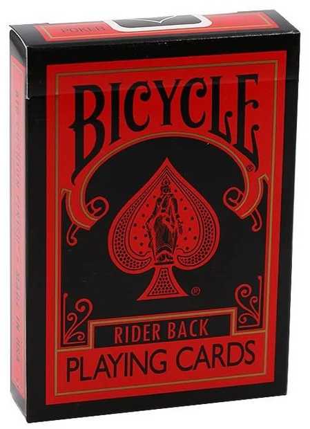 Kortų Žaidimas - Bicycle Rider Back Reverse Deck 54 Kortos Plastiku Padengtos Raudonos/Juodos