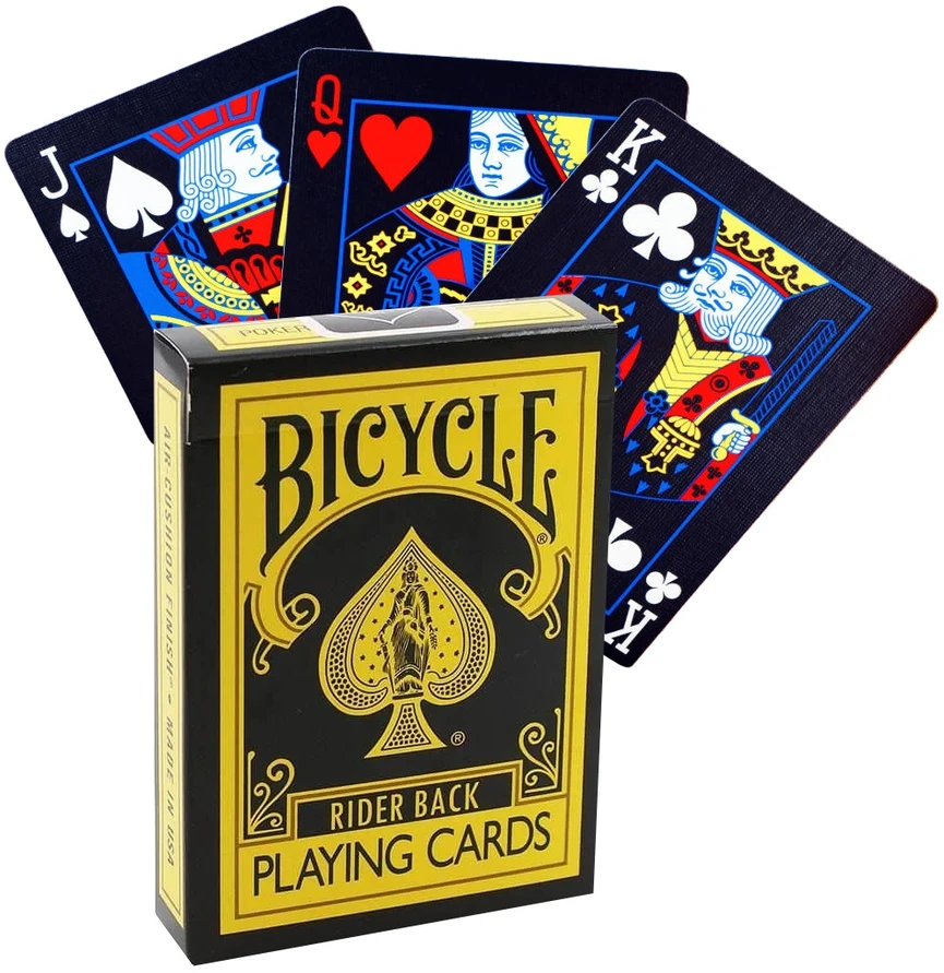 Bicycle Reverse geltonos ir juodos žaidimo kortos magams ir pokeriui