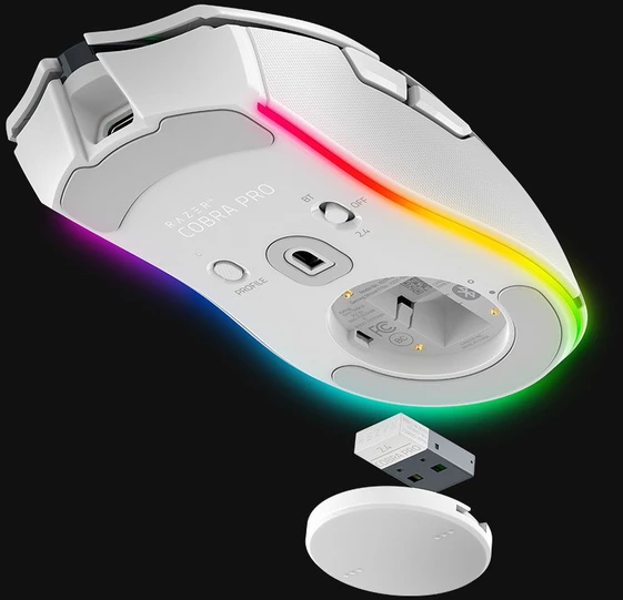 Pelė Myszka žaidimams Razer Cobra Pro belaidė 30000 dpi optinė balta