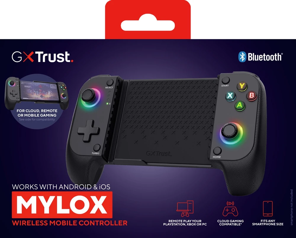 „Trust GXT 735 Mylox Juodas“ „Bluetooth“ žaidimų pultas, analoginis / skaitmeninis, skirtas „Android“, „iOS“