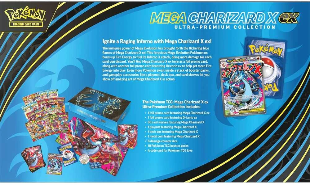 „Pokemon Pokemon TCG“ – „Mega Charizard X“ buvusi itin aukščiausios kokybės kolekcija