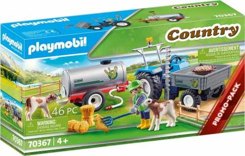 Žaislinis Transportas - Playmobil 70367 Kaimo Įkrovimo Traktorius Su Vandens Talpa Žalias