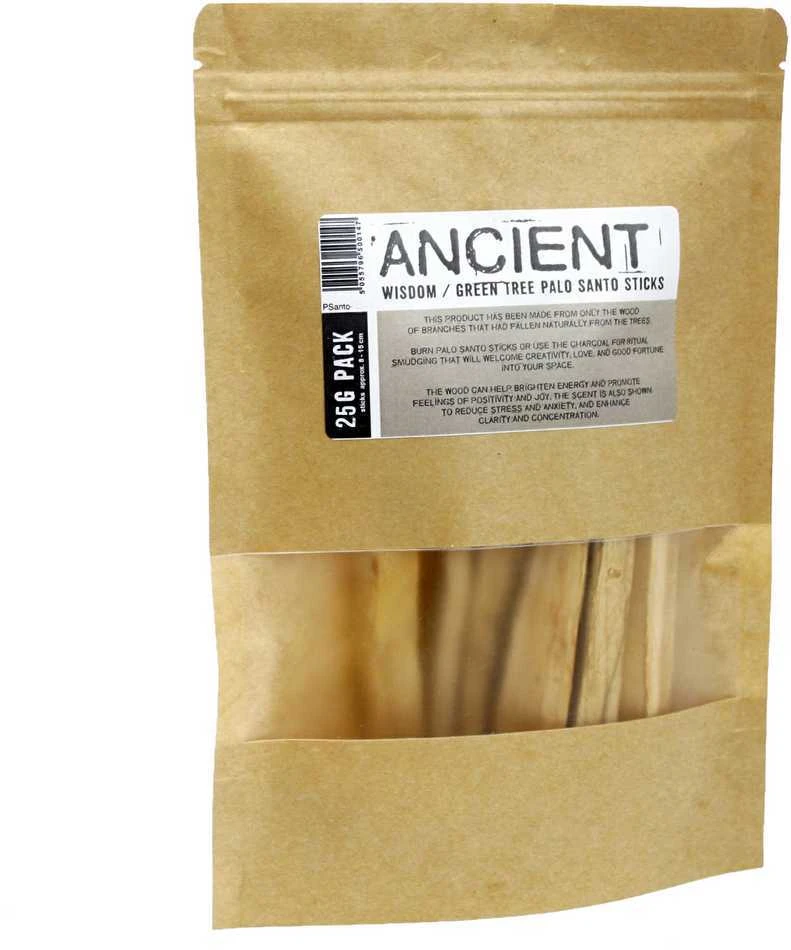 Žaliojo Medžio Palo Santo Lazdelės Smilkymui 100g Ancient Wisdom