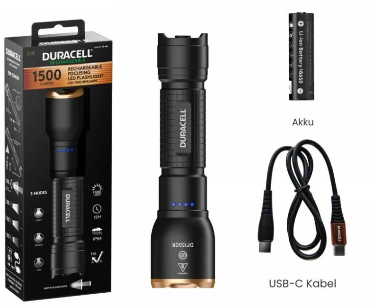 Duracell DF1500R Flashlight juodas