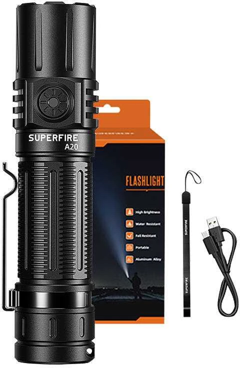 Superfire Rankinis žibintuvėlis, 20W, 1700lm, IP44, įkraunamas USB C, su 21700 4000mAh baterija