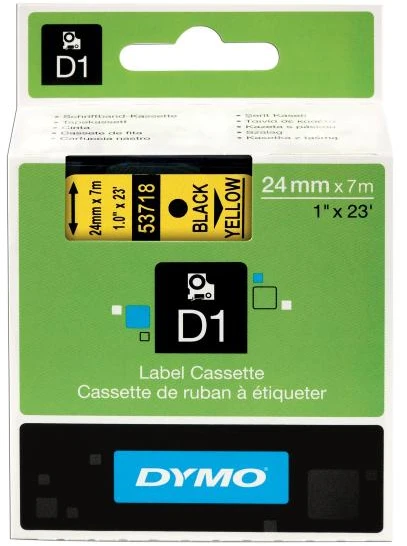 Juostelė DYMO D1 24mm x 7m, juoda ant geltono / S0720980 53718