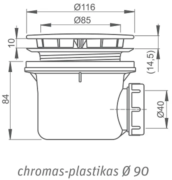 Alcaplast Dušo padėklo sifonas A49CR Ø 90, chromas