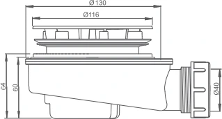 Alcaplast Pažemintas dušo sifonas 90, (ALC-A491CR) chromas/plastikas