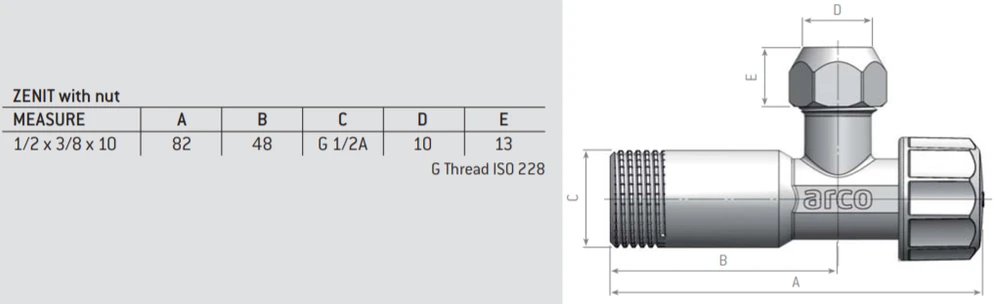 Ventilis kampinis chrom. ZP702 ARCO