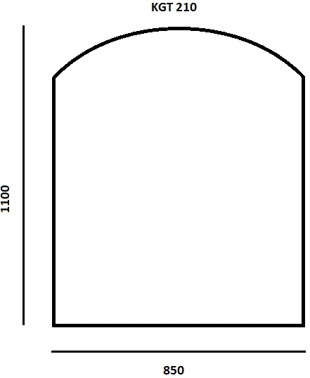 Arkesa Grūdintas stiklas po židiniu ar krosnele 6mm, arkinis šlifuotais kraštais 850x1100