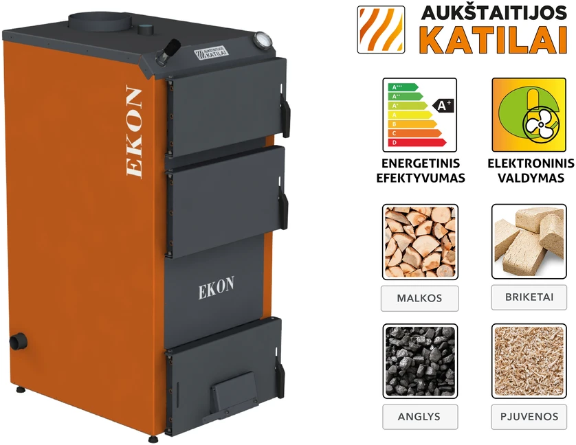 Aukstaitijos Katilai Kieto kuro katilas EKON, apatinio degimo, 10kW