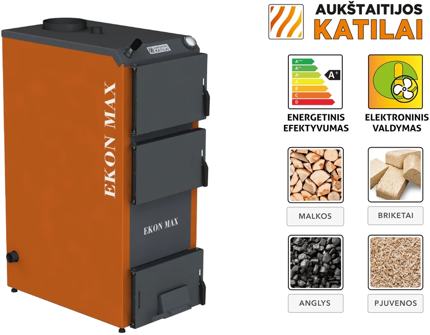 Aukstaitijos Katilai Kieto kuro katilas EKON-MAX, apatinio degimo, 16kW