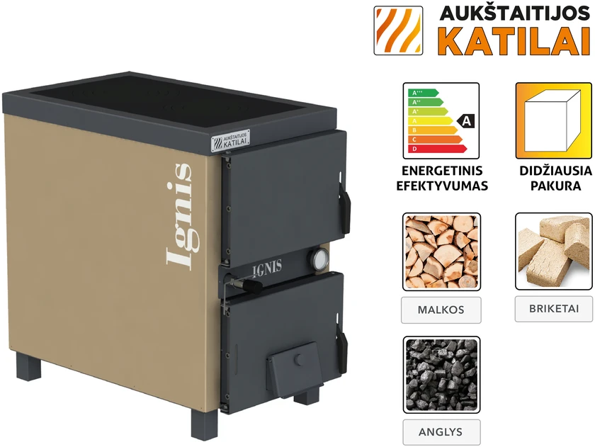 Aukstaitijos Katilai Kieto kuro katilas-viryklė, AKT Ignis M, 10 kW