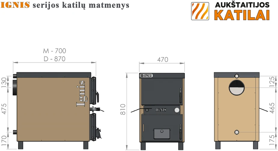 Aukstaitijos Katilai Kieto kuro katilas-viryklė, AKT Ignis M, 10 kW