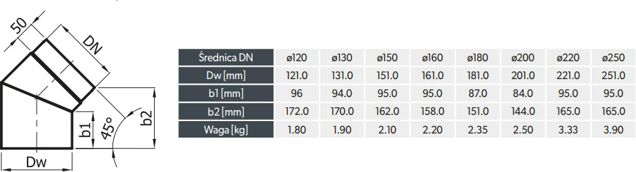 Darco Nereguliuojama alkūnė 150/45' be pravalos