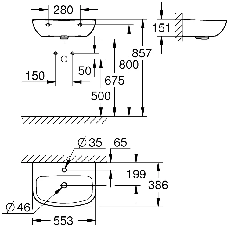 Grohe BauCeramic praustuvas, 553x386 mm