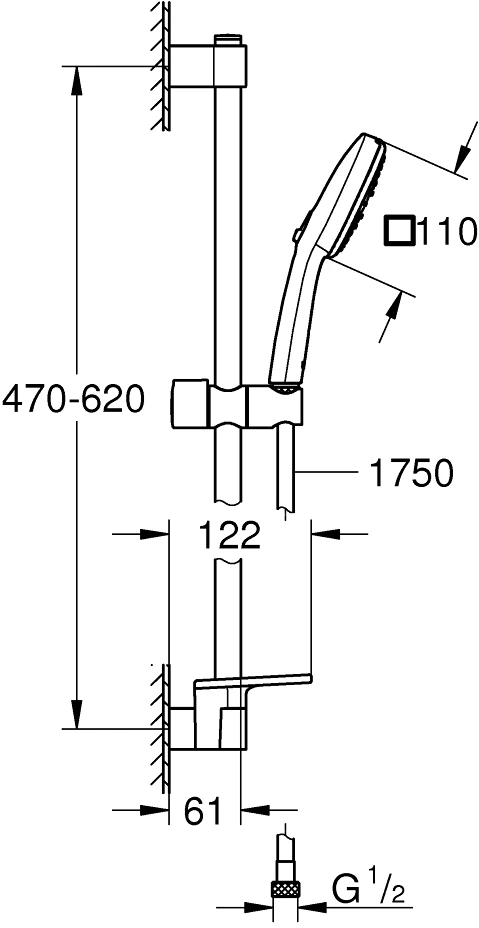 Grohe Dušo komplektas Tempesta Cubeo 110, 3 srovių, stovas, muilinė, chromas