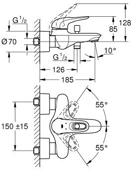 Maišytuvas Grohe Eurostyle, 1/2" (33591003)