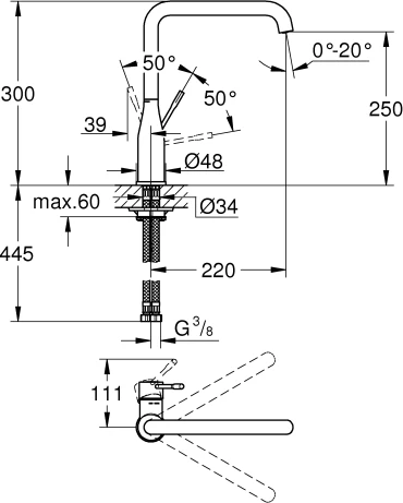 Grohe Plautuvės maišytuvas Essence, hard graphite
