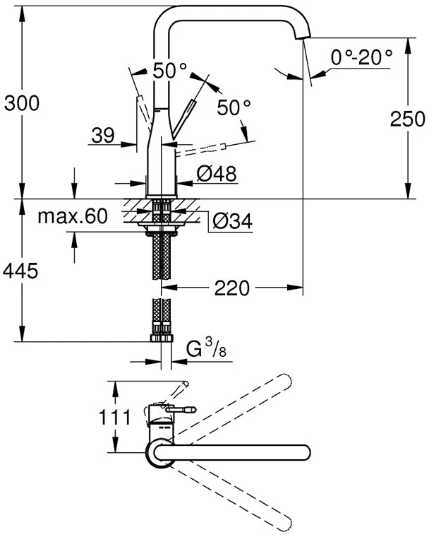 Grohe virtuves izlietnes maisītājs Essence, supersteel