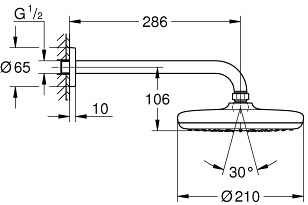 Grohe Tempesta 210 dušo galva 9,5 l/min, chromas