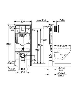 WC potinkinio rėmo komplektas GROHE Rapid SL (5 in 1), 38827000