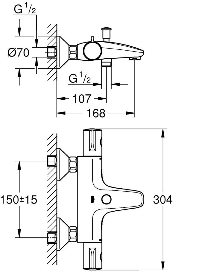 Grohe Grohtherm 800 termostatinis vonios maišytuvas, chromas