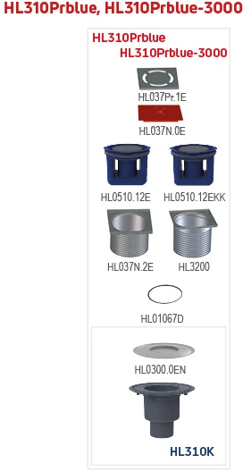 Hl Hutterer Lechner Trapas vidaus patalpoms HL310Prblue DN40/70/100 tiesus, vertikalus su sifonu "Primus mėlynas"