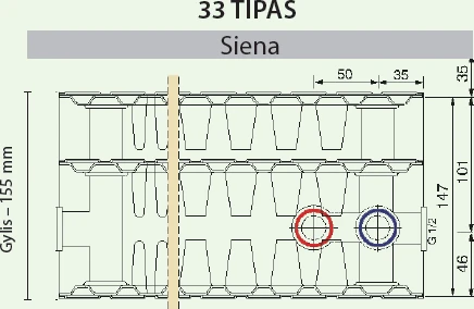Hm Heizkorper Plieninis radiatorius GALANT UNI 33UNI-6-1200, universalus prijungimas