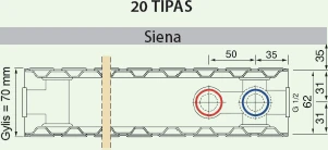 Hm Heizkorper Plieninis radiatorius GALANT UNI 20UNI-5-1000, universalus prijungimas