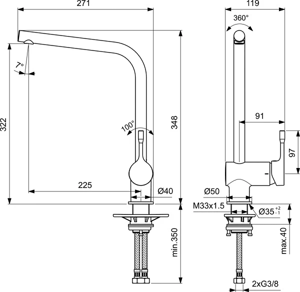 Plautuvės maišytuvas Ideal Standard Ceralook BC174XG