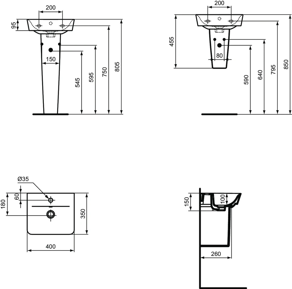 Praustuvas Ideal Standard Connect Air Cube, 40 cm