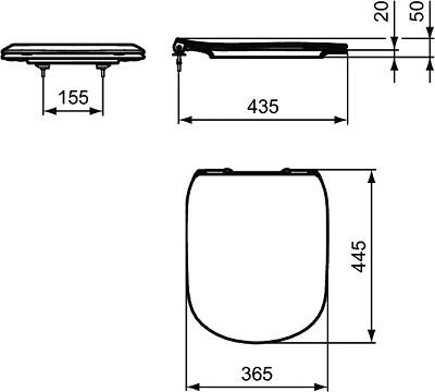 Ideal Standard poda sēdriņķis ar vāku Tesi Thin, QR/SC, matēts juodas