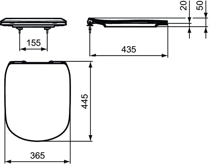 Ideal Standard Tesi, Plonas, lėtai nusileidžiantis WC dangtis