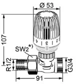 Imi Hydronic Heimeier Grįžtamos temperatūros ribotuvas RTL (G3/4) d1/2'' T.
