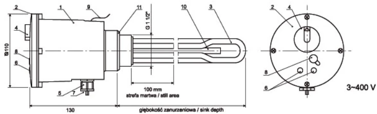 Kaitinimo elementas Elektromet EJK 4500 W (trifazis-400 V)