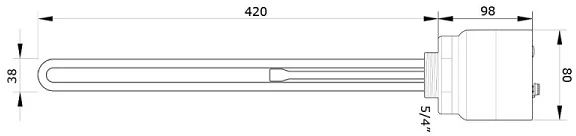 Kaitinimo elementas Gwarant 2,0 kW (vienfazis), sriegis 1 1/2" iki 70C