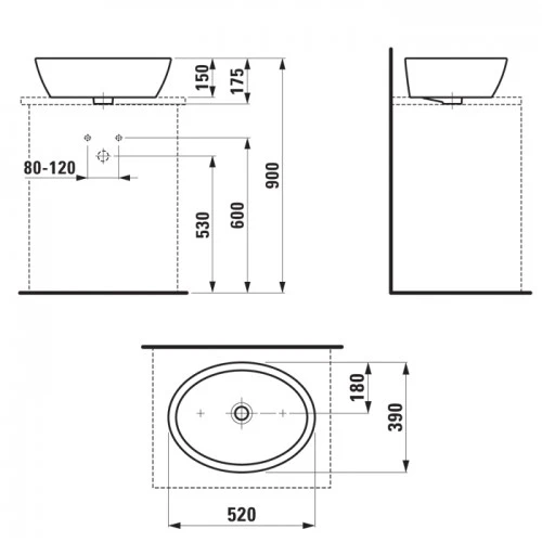 Praustuvė LAUFEN PRO 8.1296.4.000.109.1, 520×390 mm