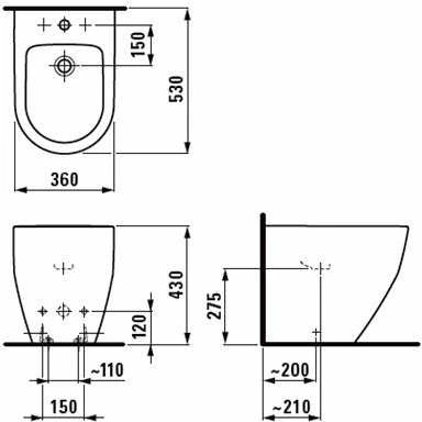 Laufen bidē Pro, 360x530 mm, balts