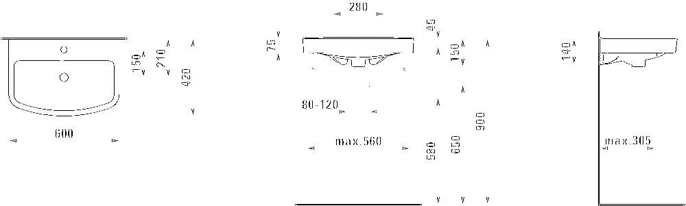 Laufen Kompas praustuvas 600x420 mm, baltas