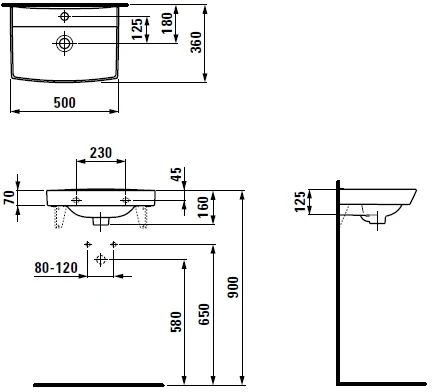 Laufen Pro Nordic praustuvas, 50x36 cm, baltas