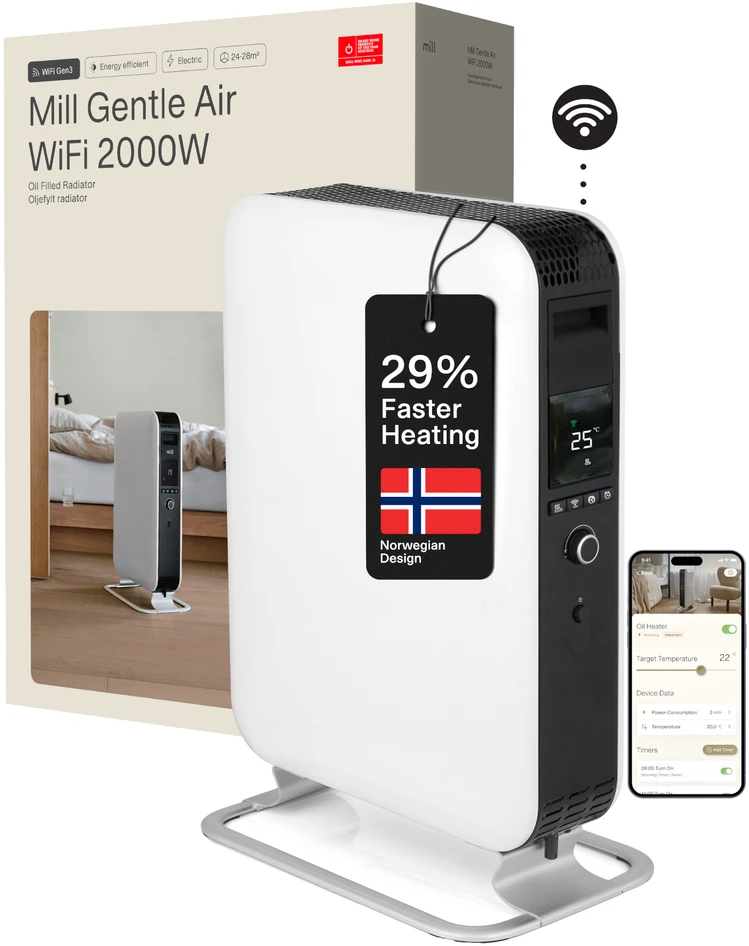 Elektrinis šildytuvas Mill OIL2000WIFI3 | 2000W | iki 24 m² | Baltas