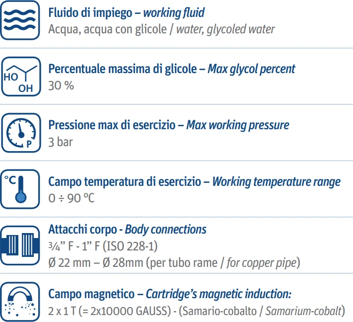 Mut Meccanica Magnetinis šildymo sistemos filtras 1" / 1" KVS 10,6 montavimas tiesiai