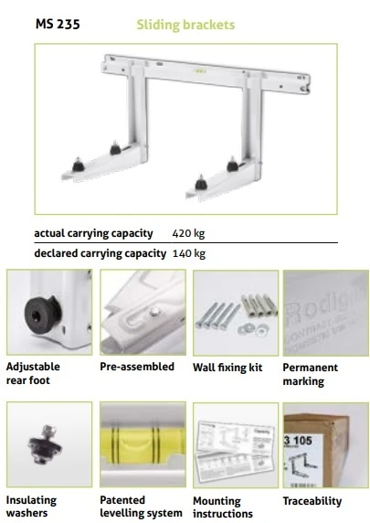 Rodigas Horizontalaus profilio laikiklis (iki 140kg, 800x465x375mm)