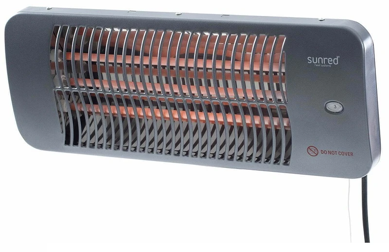 SUNRED® Lugo Quartz pakabinamas infraraudonųjų spindulių terasos šildytuvas LUG-2000W, 2000 W, Pilkas