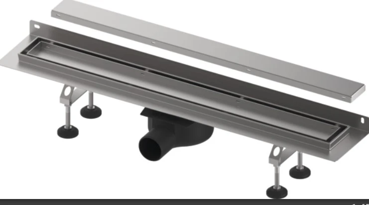 TECElinus dušo latako komplektas su dvipusėmis grotelėmis steel/plate , su užlenktu flanšu 600mm